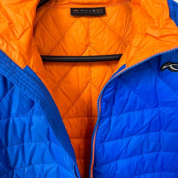 New KJUS Bright Blue Orange Blackcomb Down Jacket - Picture 4 of 6